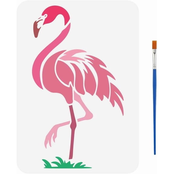 Plastic Hollow Out Drawing Painting Stencils Templates for Painting on Scrapbook Fabric Tiles Floor Furniture Wood Flamingo Shape 29.7x21cm for diy