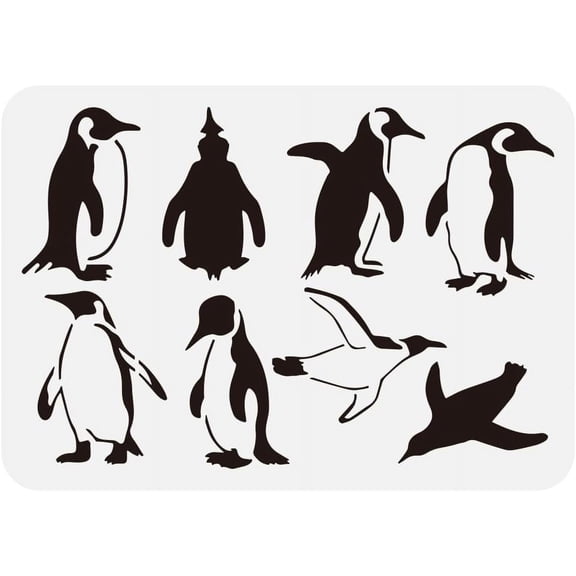 Plastic Hollow Out Drawing Painting Stencils Templates for Painting on Scrapbook Fabric Tiles Floor Furniture Wood Penguin 29.7x21cm diy