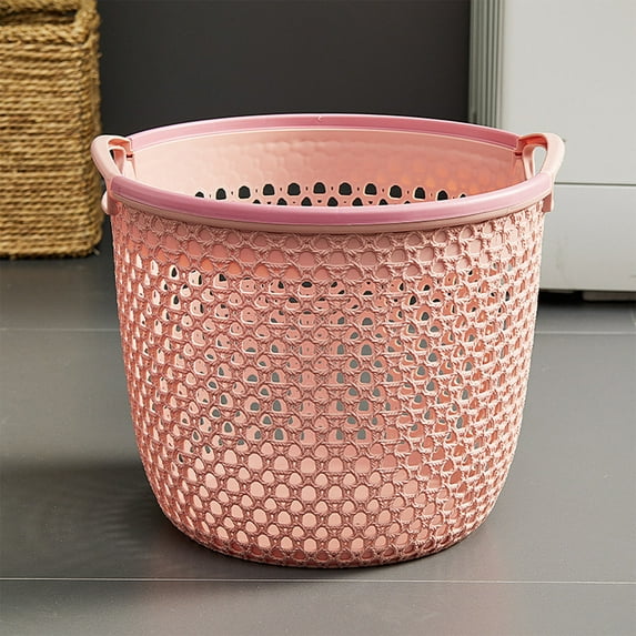 Plastic Hollow-Out Laundry Basket with Handles – Breathable Small Storage Basket for Bathroom & Bedroom (4 Colors)