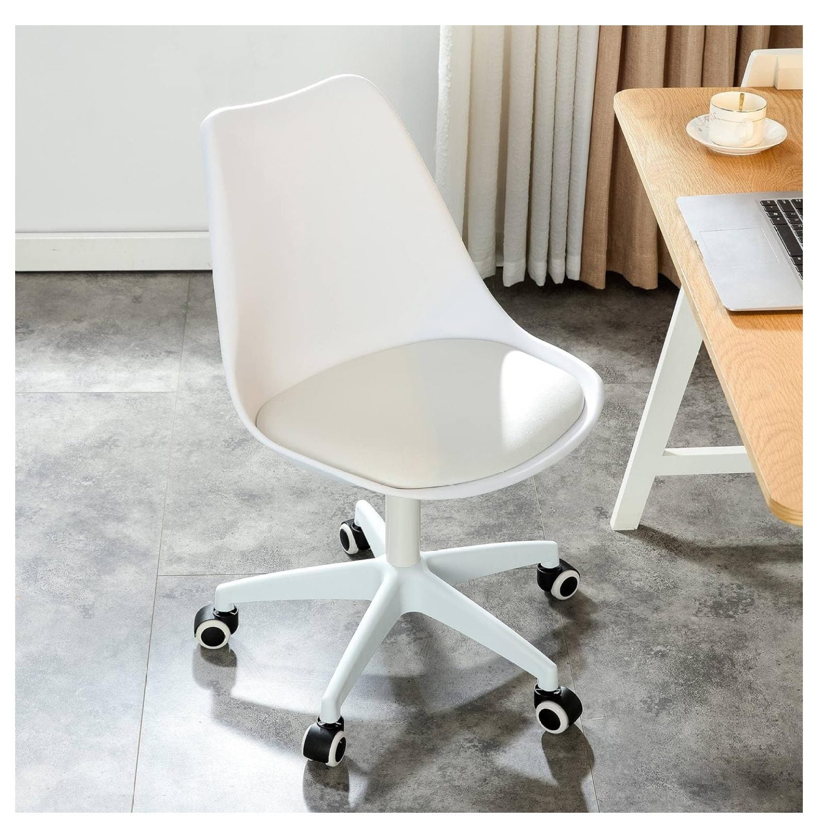Plastic Home Office Chair, Armless Vanity Swivel Chair, Small Cute Desk