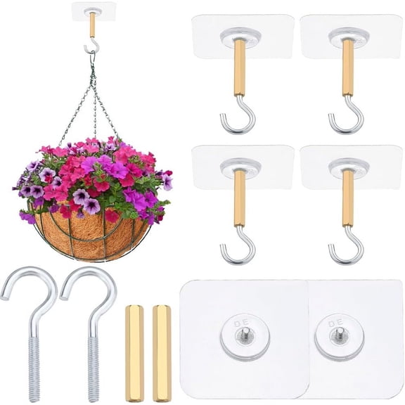 Plastic Hook Hangers Ceiling or Wall Mount Hooks for Chandelier Light Ceiling Fan Boxing Sandbag Clear 72x72x9mm