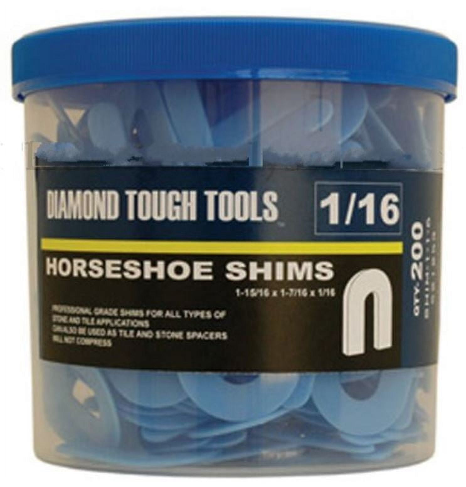 Plastic Horseshoe Shims 1/16" Blue 200 pcs - Can also be used as Tile and Stone spacers