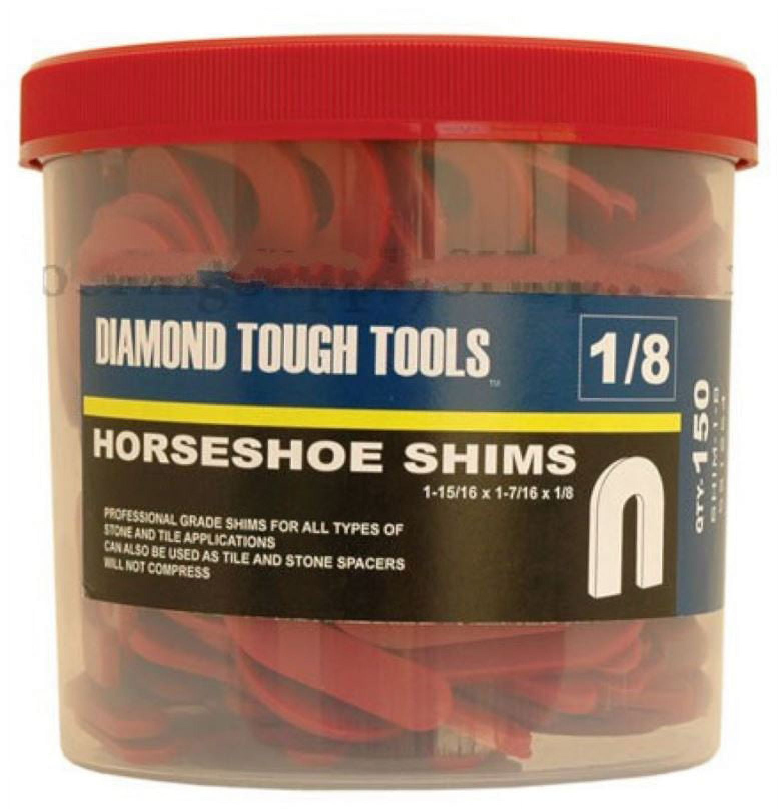 Plastic Horseshoe Shims 1/8" Red 150 pcs - Can also be used as Tile and Stone spacers