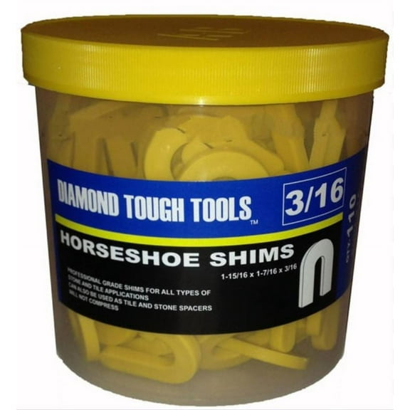 Plastic Horseshoe Shims 3/16" Yellow 110 pcs - Can also be used as Tile and Stone spacers