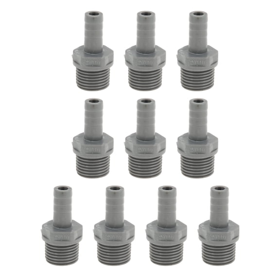 Plastic Hose Barb Fitting 0.4" 1/2"G Male Thread Straight Pipe Connector Grey 10 Pcs