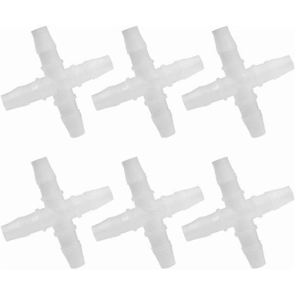 Plastic Hose Barb Fitting 3/8" Barbed Equal 4 Way Pipe Fittings Tube Adapter (Pack of 6)