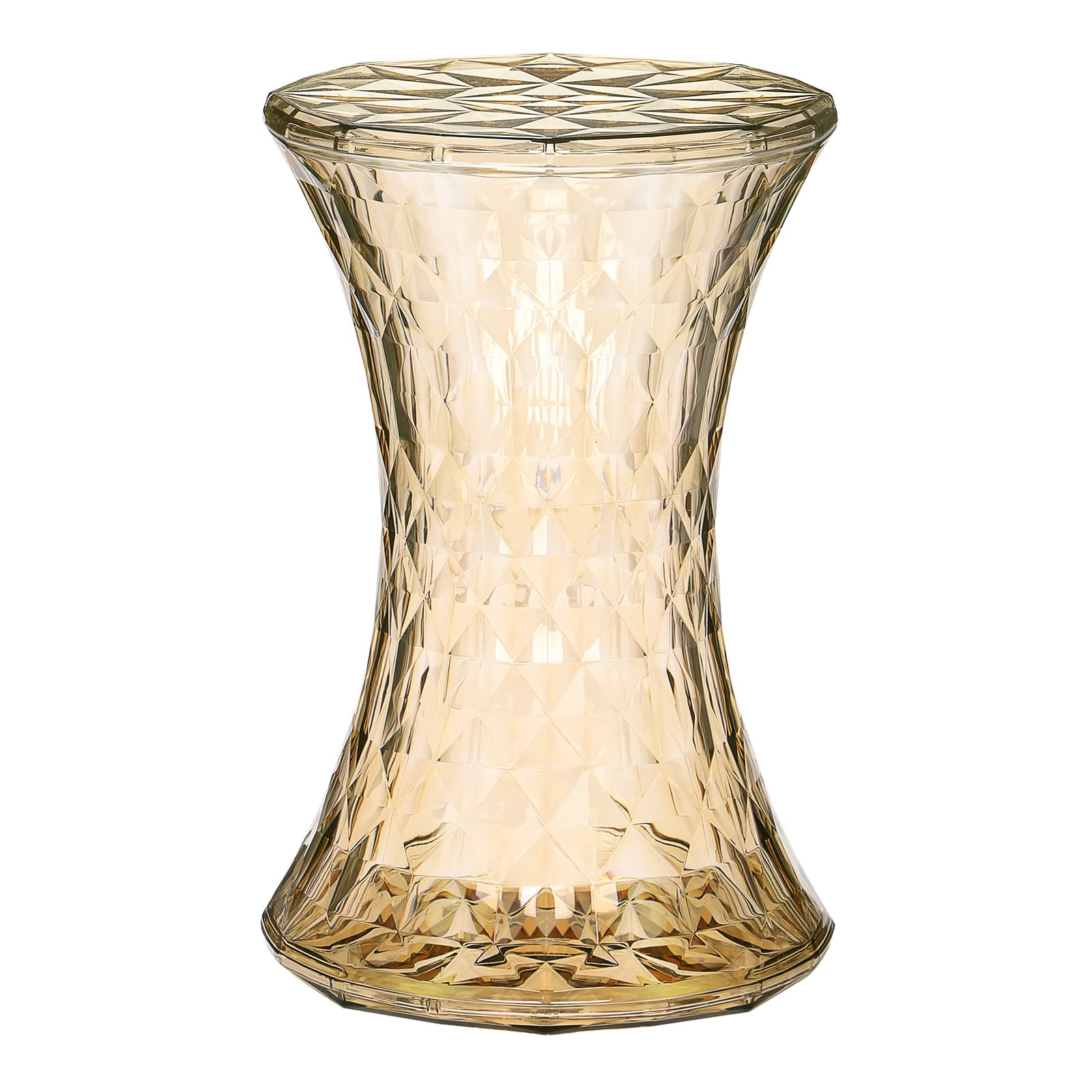 Plastic Hourglass Side Table Bedroom Nightstand, Transparent Gold