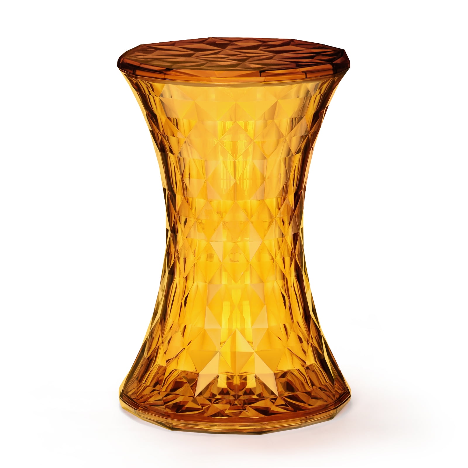 Oumilen Transparent Orange Plastic Hourglass Side Table Nightstand