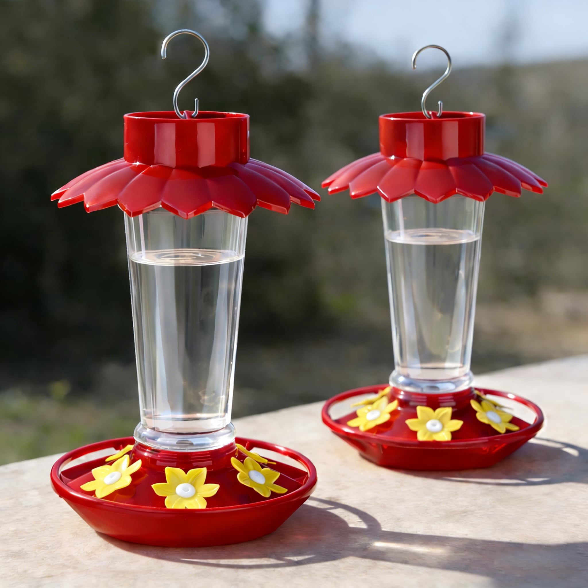 Plastic Hummingbird Feeders 2 Pack 10 Oz Clear Outdoor Hanging Garden Decor