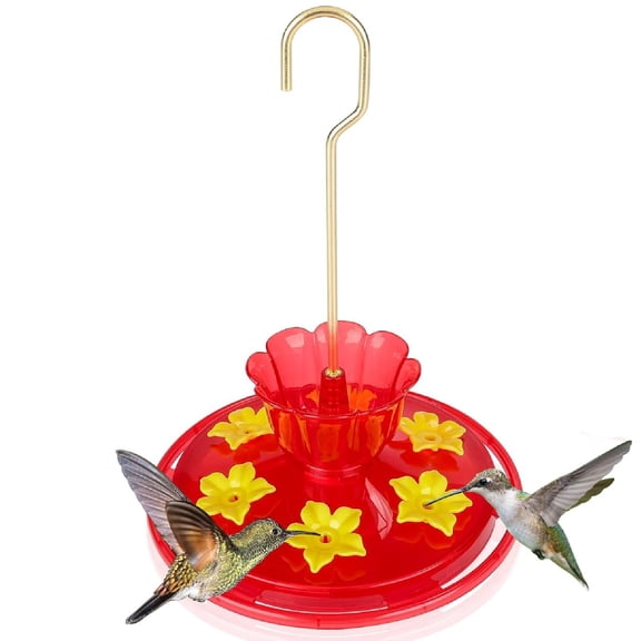 Plastic Hummingbird Feeders for Outdoors Hanging Ant and Bee Proof, Hummingbird Feeder with 6 Feeding Ports and Perches, Built-in Ant Moat, Easy Clean Refill for Garden Décor