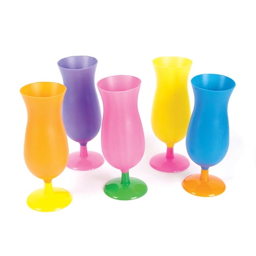 PLASTIC NEON HURRICANE GLASSES (6/PK)