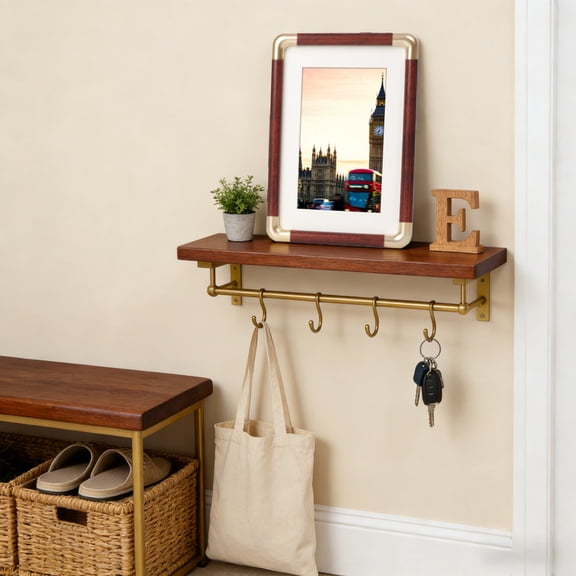 Plastic Imitation Copper Solid Wood Texture Photo Frame, Brown/Red, 10x15cm or 21x29.7cm, High-Definition Lens, Tabletop/Wall Decor, Waterproof Design