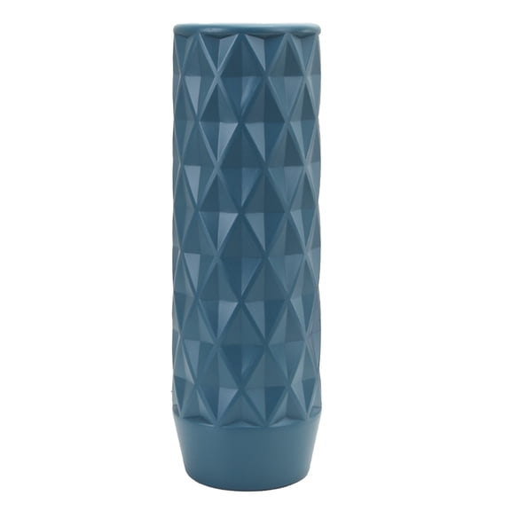 Plastic Imitation Glazed Decorative Vase 12in for Living Room TV Cabinet Flower Arrangement, Dried Flower Pot, Blue Home Decor