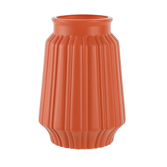 Plastic Imitation Glazed Vase 4.84in Living Room Decor - TV Cabinet Dried Flower Arrangement Mini Vase for Home Decoration (Orange)