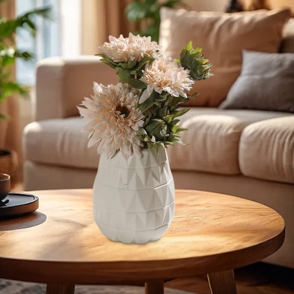 Plastic Imitation Glazed Vase for Flower Arrangements | Home Decor for Living Room TV Cabinet | Dried & Fresh Flower Pot | White Pink Blue Color Options