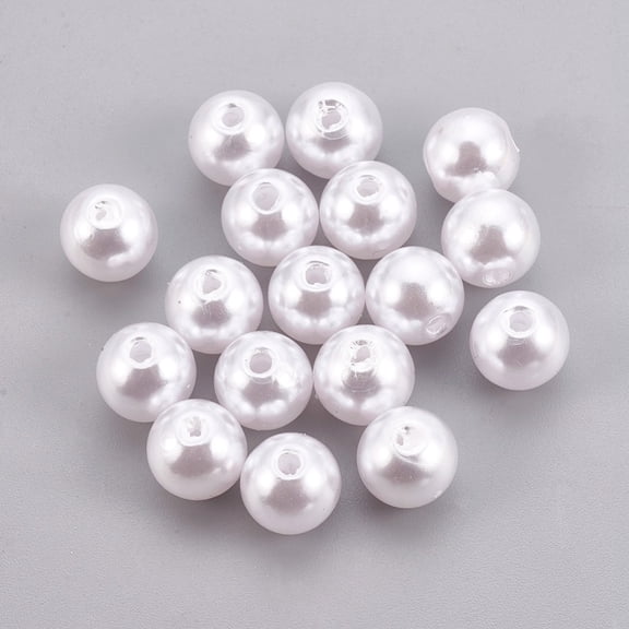 Plastic Imitation Pearl Beads Round White 7.5~8mm Hole: 2.3mm