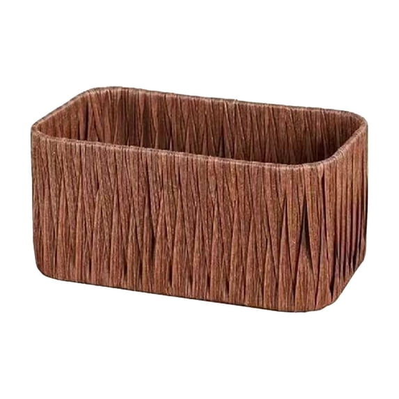 Plastic Imitation Rattan Woven Storage Box, Desktop Snack Candy Organizer, Multi Use Tidy Bin, Washable, Dorm Study Room