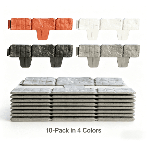 Plastic Imitation Stone Lawn Border, Interlocking Cobbled Garden Fence Edging, Weatherproof Decorative Panel for Yard Path Flower Bed Grass Line Outdoor Decor (White,10Pcs)