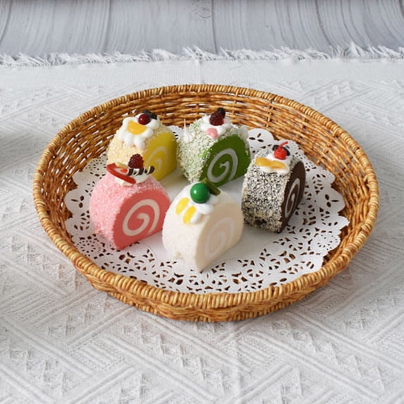 Plastic Imitation Vines Woven Basket Fruit Vegetable Storage Snack Tray