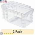 thumbnail image 1 of Plastic Index Card Box Organizer 2 Pack Transparent Hard Case Desktop Storage Us, 1 of 6