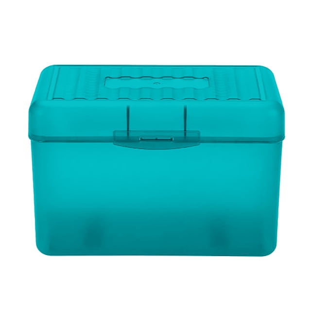 Plastic Index Card Holder Box, Desktop Storage Organizer for Flash Cards, Notecards, Business Cards & Recipes, Portable Study & Office Supply with Lid (5x3 Inch)