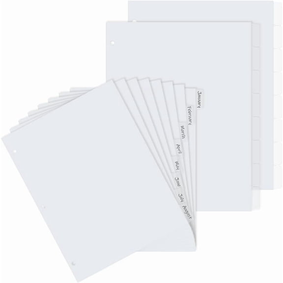 Plastic Index Tab Divider Sheets for Discbound Notebooks Binder Accessories Rectangle White 279x228x0.4mm 8pcs/set for diy