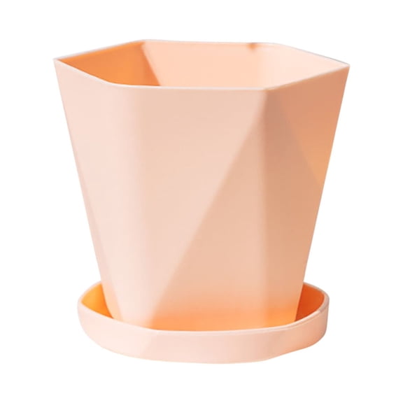 Plastic Indoor Flower Plant Pots, Seedlings Nursery Pot/Planter/Flower Pot with Pallet, Modern Decorative Gardening Containers (Pink)