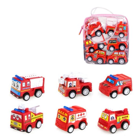 Plastic Inertia Pullback Car Set Toy, Portable Compact Design, for Travel, 3.93 x 3.74 in