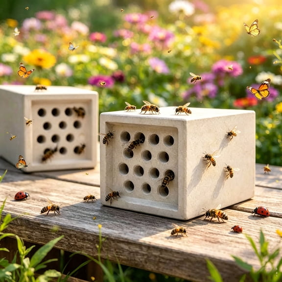 Plastic Insect House for Garden Pollinators,Durable,Water-Resistant,Minimalist Rustic Vibe Blends Perfectly with Flower Beds