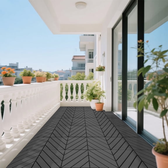 Unbranded 12" Gray Polypropylene Interlocking Floor Mats, 144 Sq In Coverage, Waterproof, For All-weather Use, 44 Piece