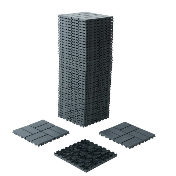 Plastic Interlocking Deck Tiles, 27/44 Pack 12"x12" Waterproof Outdoor Patio Tiles, All-Weather Interlocking Floor Tiles for Poolside, Balcony, Backyard, Easy to Install & Durable PP Material