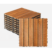 Plastic Interlocking Deck Tiles, 27 Pack, 11.8"x11.8" Waterproof Flooring Tiles for Indoor and Outdoor, Patio Floor Decking Tiles for Porch Poolside Balcony Backyard,Natural Wood