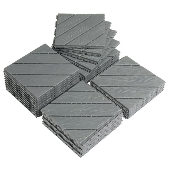 27Pcs Plastic Interlocking Deck Tiles, Waterproof Flooring Tiles for Indoor and Outdoor, Patio Floor Decking Tiles for Porch Poolside Balcony Backyard, Dark Grey 11.8"x11.8"
