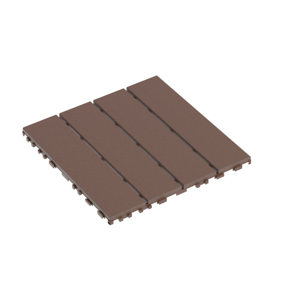 Plastic Interlocking Deck Tiles 44 Pack 12"x12" Waterproof All-Weather Outdoor Flooring Brown