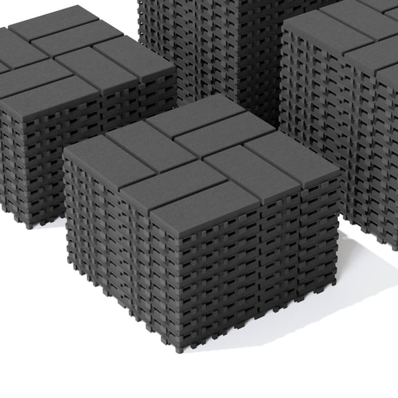 Plastic Interlocking Deck Tiles, 44 Pack 12"x12" Waterproof Outdoor Patio Tiles, All-Weather Interlocking Floor Tiles for Poolside, Balcony, Backyard, Easy to Install & Durable PP Material