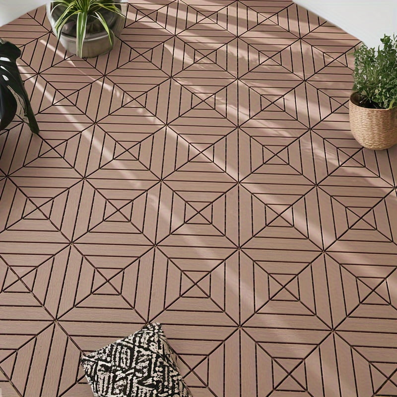 Brown Polypropylene Interlocking 12"x12" Deck Tiles, 44 Pack