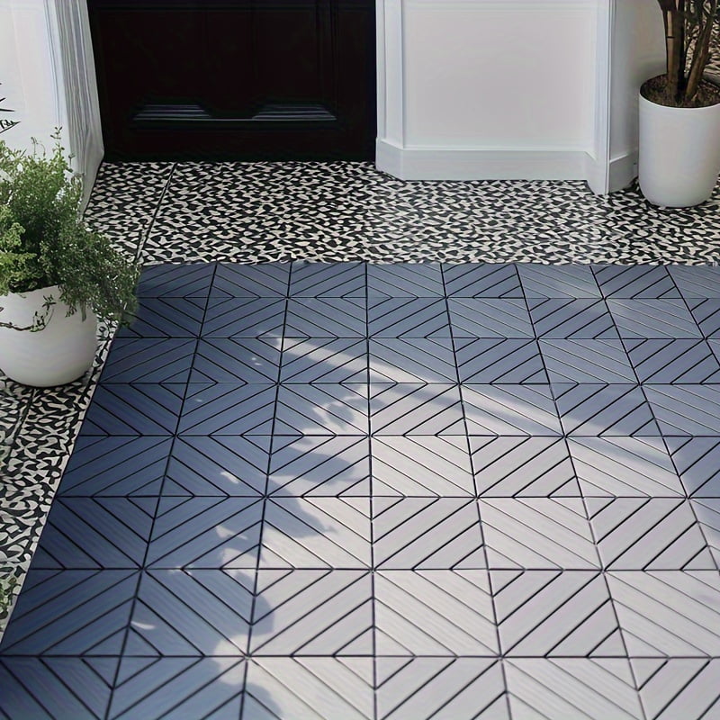 Gray Polypropylene Interlocking Outdoor Deck Tiles, 12" x 12"