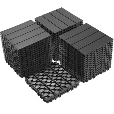 Plastic Interlocking Deck Tiles, 44 Pack Patio Deck Tiles, 11.8"x11.8" Waterproof Outdoor Flooring All Weather Use, Patio Floor Decking Tiles for Porch Poolside Balcony Backyard, Gray