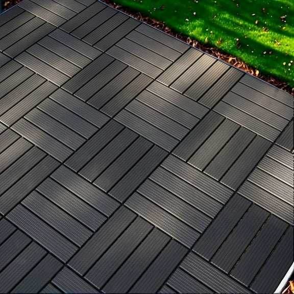 Plastic Interlocking Deck Tiles,44 Pack Patio Deck Tiles,12"x12" Square Waterproof Outdoor All Weather Use, Outdoor and Indoor Patio Decking Tiles for Poolside Balcony Backyard, dark Grey