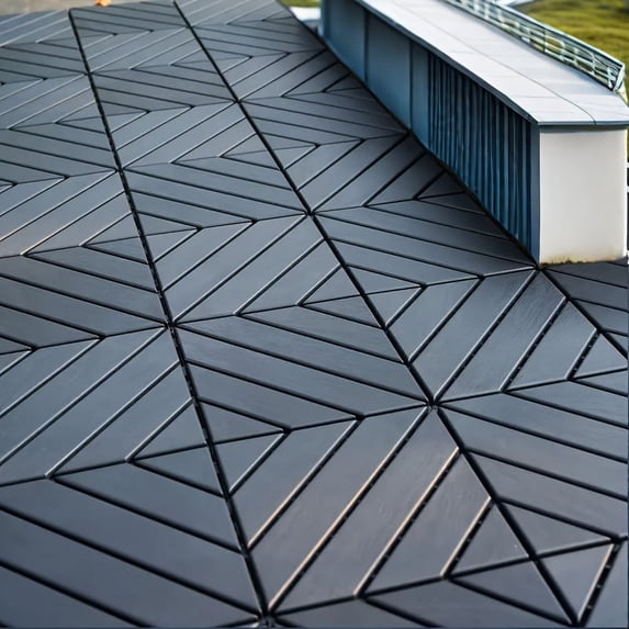 Plastic Interlocking Deck Tiles,44 Pack Patio Deck Tiles,12"x12" Square Waterproof Outdoor All Weather Use, Outdoor and Indoor Patio Decking Tiles for Poolside Balcony Backyard, Dark Grey