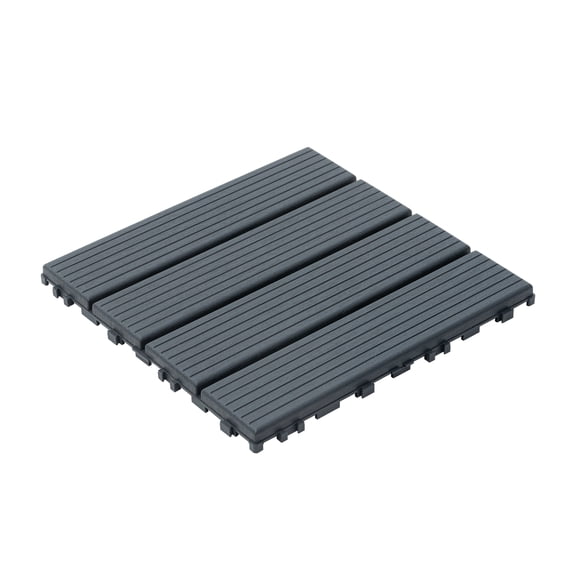 Plastic Interlocking Deck Tiles,44 Pack Patio Deck Tiles,12"x12" Square Waterproof Outdoor All Weather Use, Patio Decking Tiles for Poolside Balcony Backyard, 4 carved bricks GRAY