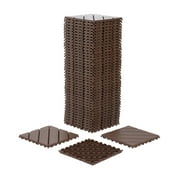 Plastic Interlocking Deck Tiles, 44 Pack Patio Deck Tiles, 12"x12" Square Waterproof Outdoor All Weather Use, Patio Decking Tiles For Poolside Balcony Backyard, Grey/Brown