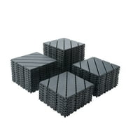 Plastic Interlocking Deck Tiles, 44 Pack Patio Deck Tiles, 12"x12" Square Waterproof Outdoor All Weather Use, Patio Decking Tiles For Poolside Balcony Backyard, Grey/Brown