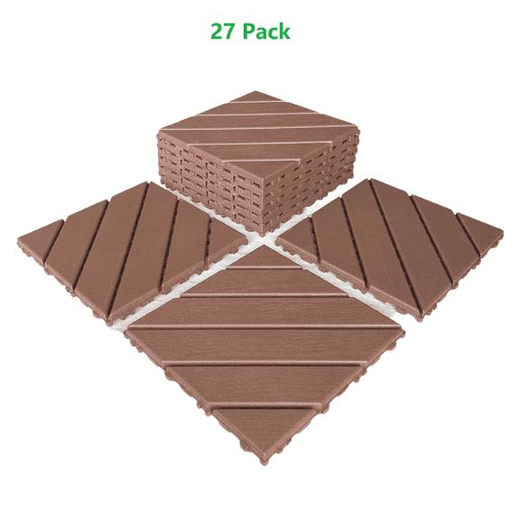 Plastic Interlocking Deck Tiles, 12"x12" Waterproof Outdoor Patio Tiles, All-Weather Interlocking Floor Tiles for Poolside, Balcony, Backyard, Easy to Install & Durable PP Material