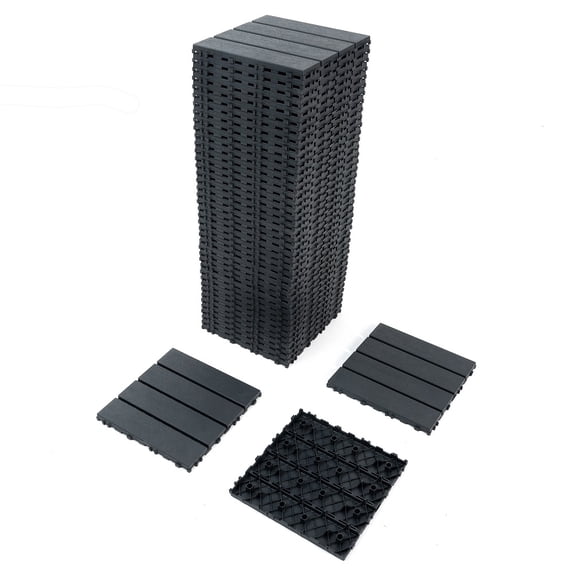 Plastic Interlocking Deck Tiles,44 Pack Patio Deck Tiles,12"x12" Square Waterproof Outdoor All Weather Use, Patio Decking Tiles for Poolside Balcony Backyard, Grey