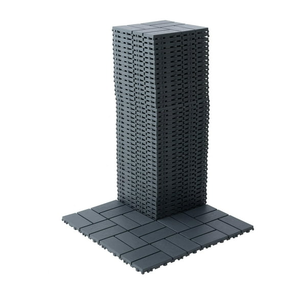 Plastic Interlocking Deck Tiles,44 Pack Patio Deck Tiles,12"x12" Square Waterproof Outdoor All Weather Use, Patio Decking Tiles for Poolside Balcony Backyard