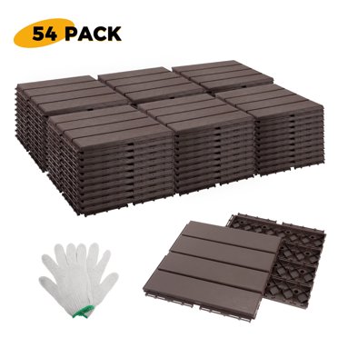 TrumanPick 9 Pack Plastic Composite Interlocking Deck Tiles for Patio ...