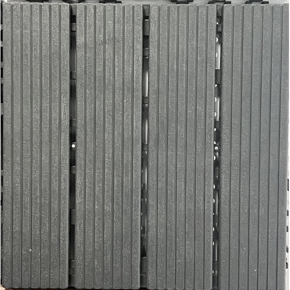 Plastic Interlocking Decking Tiles 44-Pack 12x12 Inches Waterproof All-Weather Backyard Pool Decking Tiles Durable Dark Gray