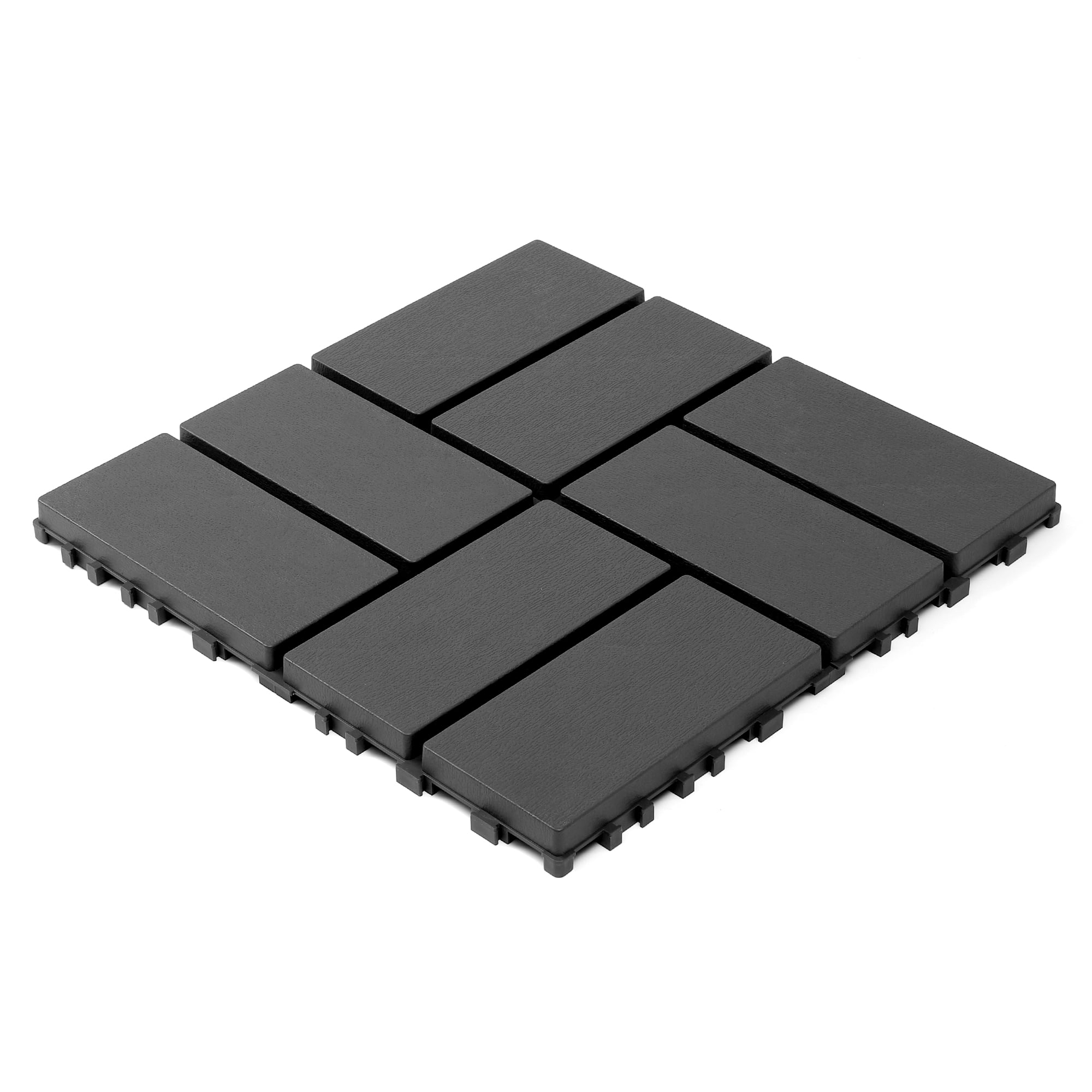 Plastic Interlocking Decking Tiles, 44 Packs Of Terrace Decking Tiles, 12"x12" Waterproof For All-Weather Use, Backyard Pool Decking Tiles, Dark Gray