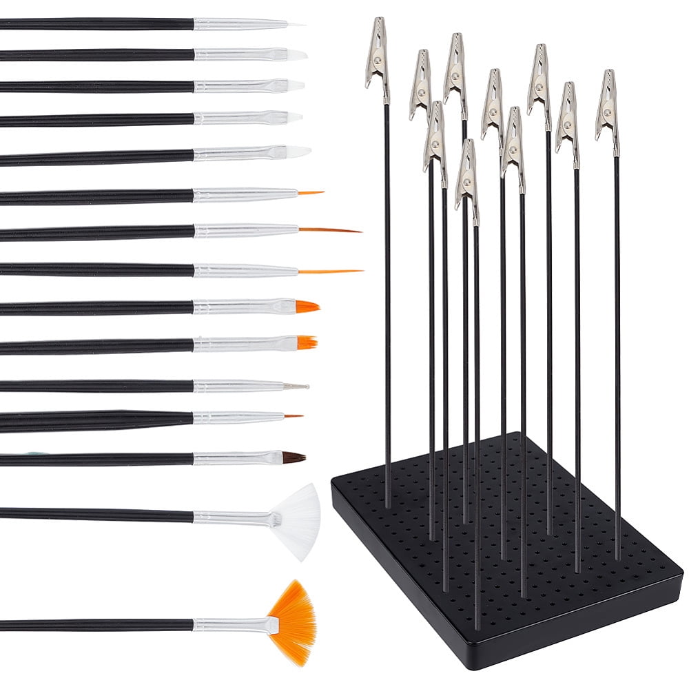 Plastic Iron Clip Sticks Base Set Model Holder for Painting Airbrush Fits for Air Spray Booth with Nail Art Sculpture Pen Brushes Mixed Color